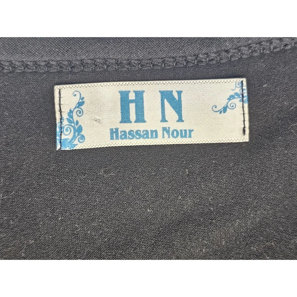 Hassan Nour Black Maxi‎ Dress Tassel Pockets Boho Bohemian Casual